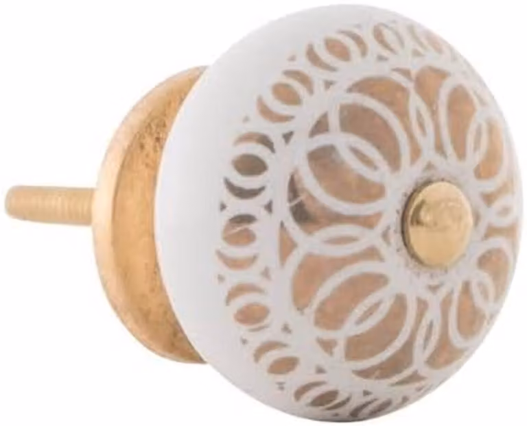Meubelknop Filigraan Wit Goud - Kastknop en Ladeknop met 40 mm Diameter