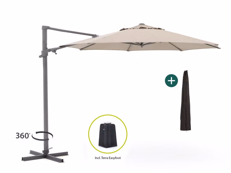 Shadowline Francisco Parasol Beige | Cantilever | Rond | Diameter: 330 cm | Inclusief hoes