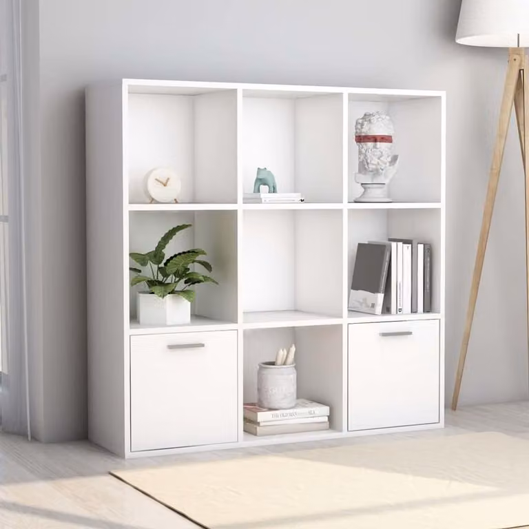 Witte Boekenkast met 7 open kubussen - B/D/H: 98 x 30 x 98 cm