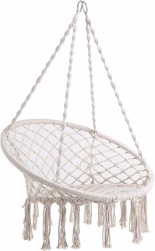 Stork Nest Hammock Chair - Boho Hangstoel - Ecru - B/D/H: 50 x 70 x 123 cm