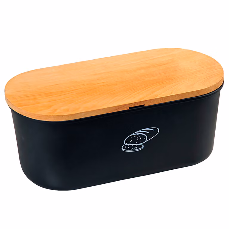 home24 Broodtrommel Ziban zwart B: 34 cm, D: 14 cm, H: 18 cm
