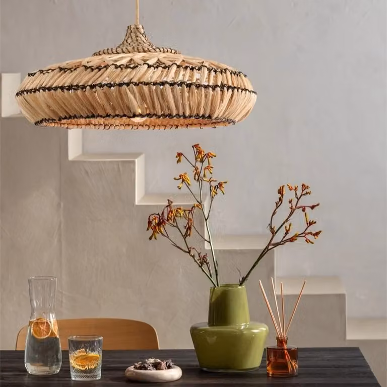 Good&Mojo Hanglamp Rinjani Beige/Bruin van Rattan en Metaal, Ø 60 cm