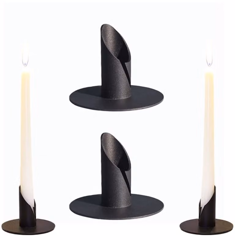 Set van 4 zwarte kaarsenhouders voor elegante decoratie