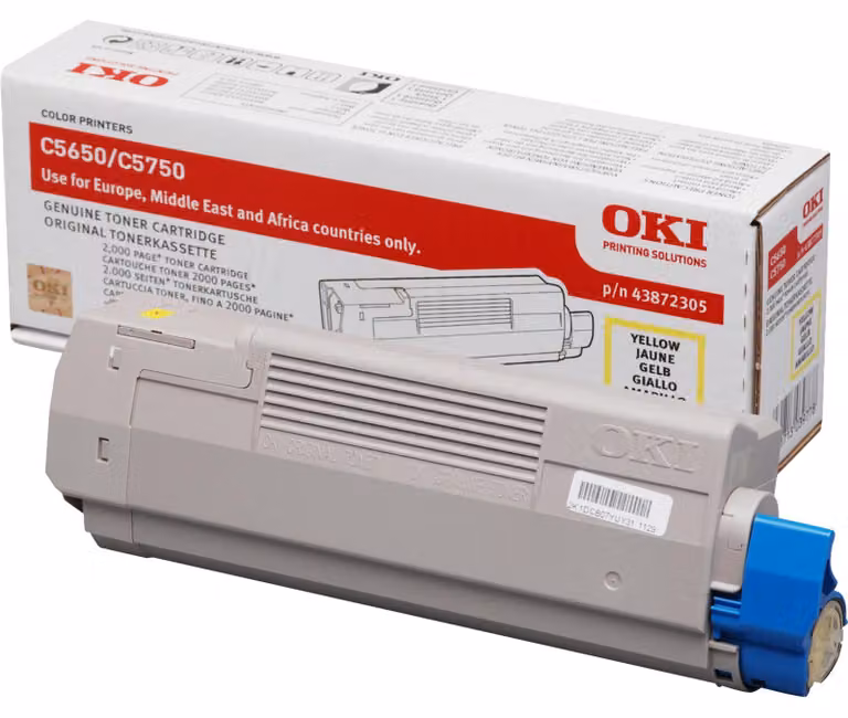 OKI Gele Laser Toner Cartridge voor C5650 en C5750 series, 2.000 pagina's
