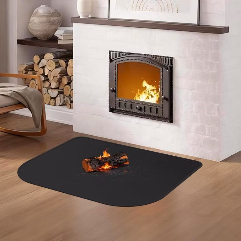Zwarte brandwerende mat voor haarden, hittebestendig tot 1000°C, 100 x 80 cm
