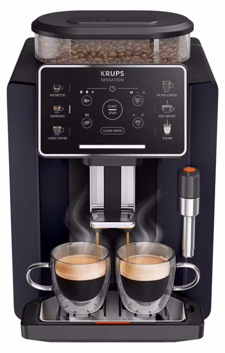 Krups Sensation C50 EA910B Espressomachine met ingebouwde molen, 1,7 liter, zwart en blauwbes