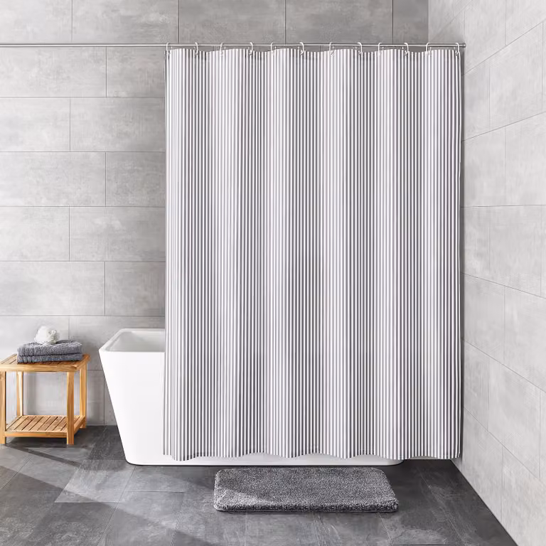 home24 Douchegordijn Sanna grijs polyester B: 180 cm, H: 200 cm