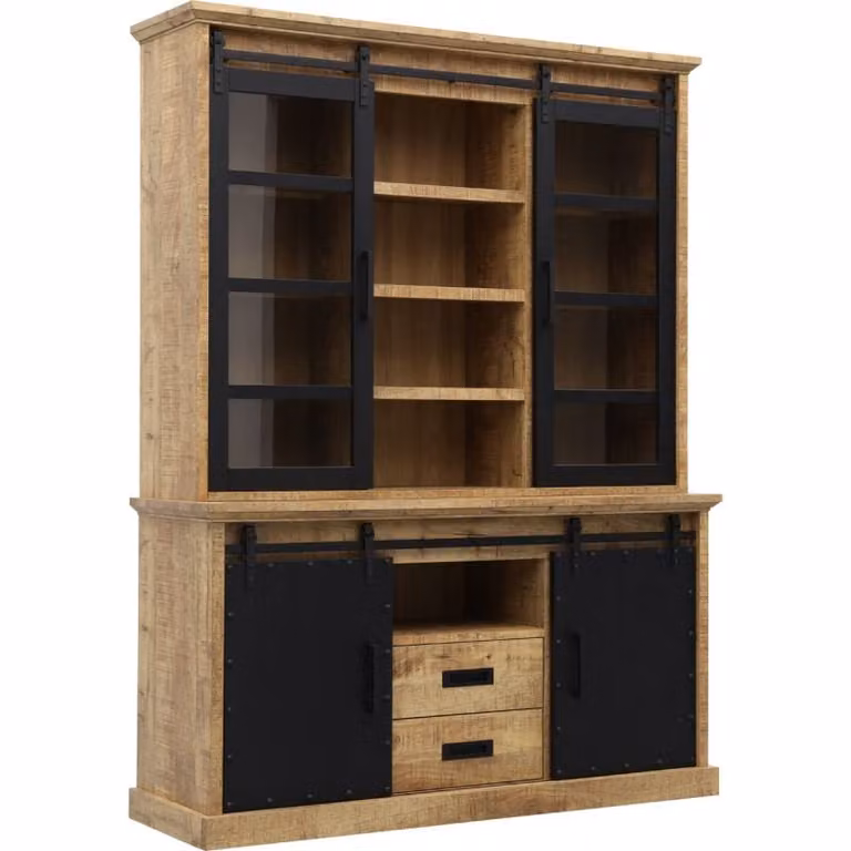 Budget Home Store Buffetkast Ibiza met houtlook en glazen deuren