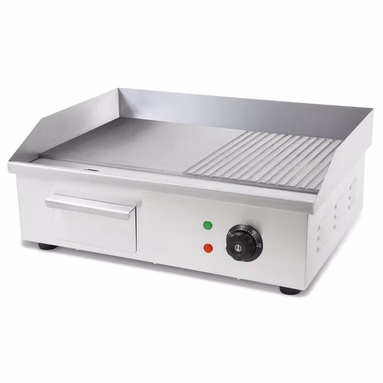 VERTES Elektrische Contactgrill en Plancha met 3000W, Roestvrij Staal, Grilloppervlak: 55 x 35 cm