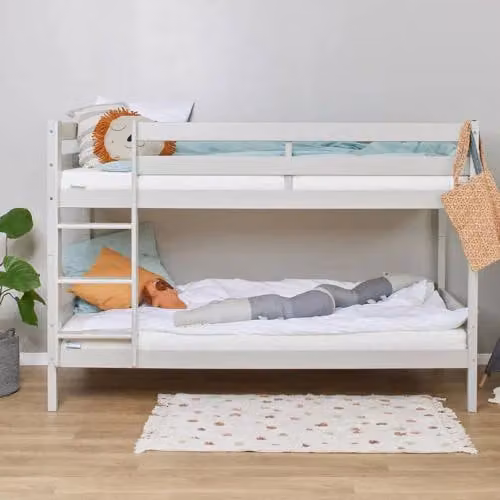 Hoppekids Eco Comfort stapelbed van massief grenenhout in grijs, 90 x 200 cm