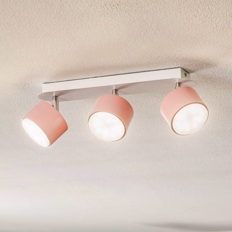 Eko-Light Cloudy dimbare plafondspot met 3 lampen in roze en wit metaal