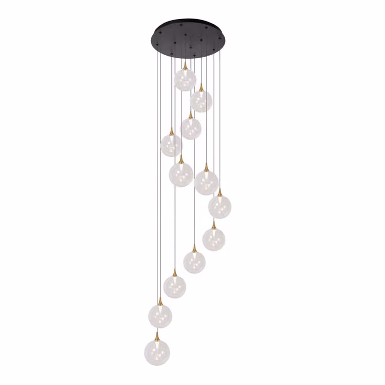 Lucide Gisela Hanglamp Transparant met 12 LED-lampen en Dimbare Warm Witte Lichtbronnen