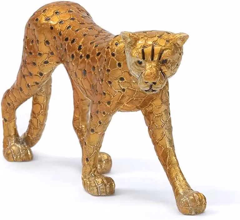 Handgeschilderd Mozaïek Cheetah Beeld - Meerkleurige Dierdecoratie voor op Tafel - Hoogte: 14 cm
