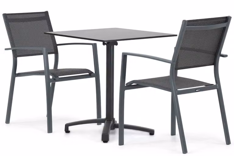Lifestyle Garden Furniture Sella/Marano dining tuinset in antraciet met aluminium en een vierkante tafel van 70 cm