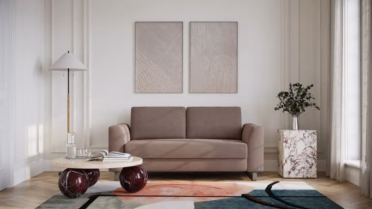 BRUNO slaapbank 140 cm in bruin met massief hout en boxspringcomfort