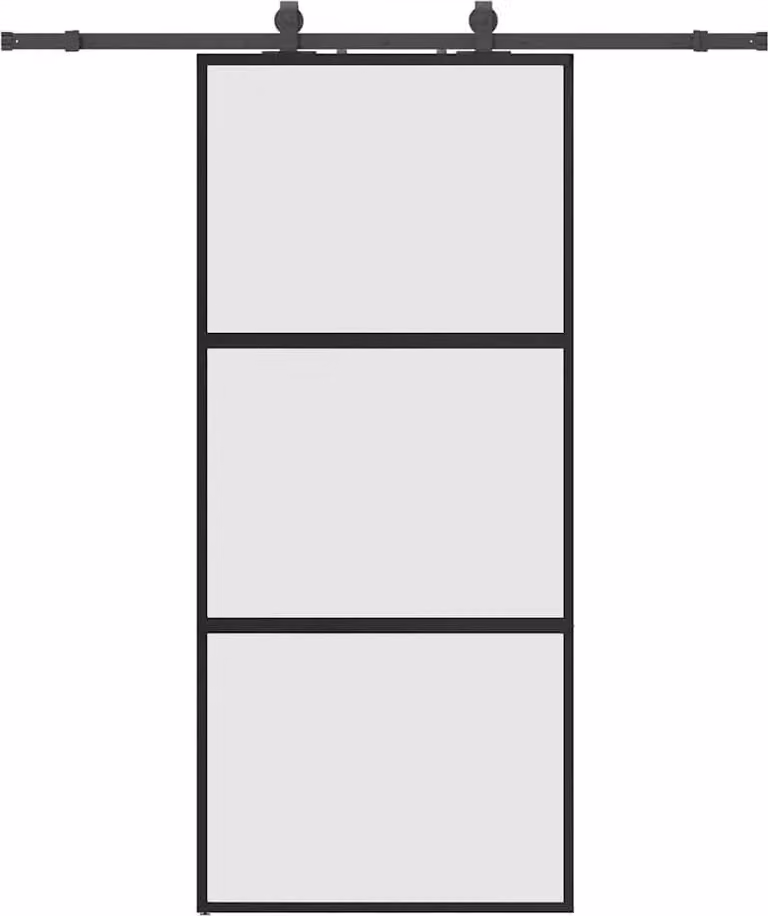vidaXL Schuifdeur met beslag, zwart, 90 x 205 cm, veiligheidsglas