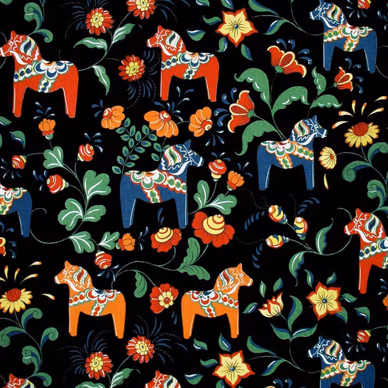 Arvidssons Textil Dalahäst tafelzeil zwart