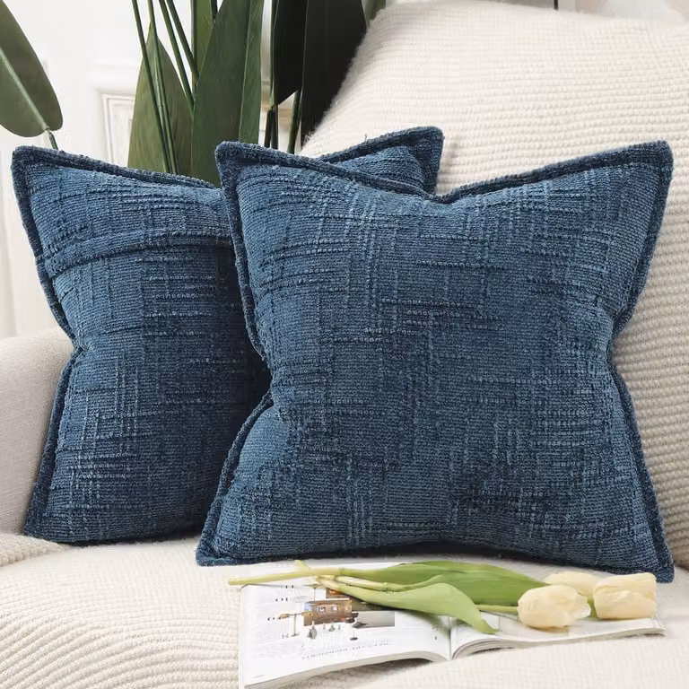 Set van 2 Chenille Kussenslopen 50x50 cm - Zachte Decoratieve Kussens voor Boho Woonkamers