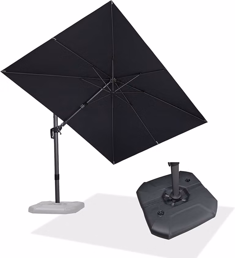 Laura Zweefparasol Grijs - 270 x 270 cm - Vierkant, 360° Draaibaar en Kantelbaar met Aluminium Frame