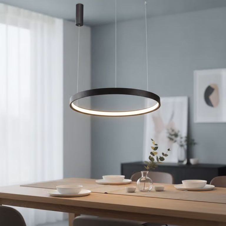 Lyora Perrine hanglamp modern rond aluminium bruin Ø 60 cm