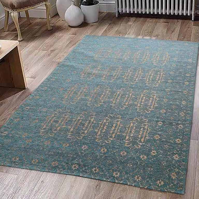 Oosters Vloerkleed voor Woonkamer en Slaapkamer - Petrol Goud - 200 x 290 cm