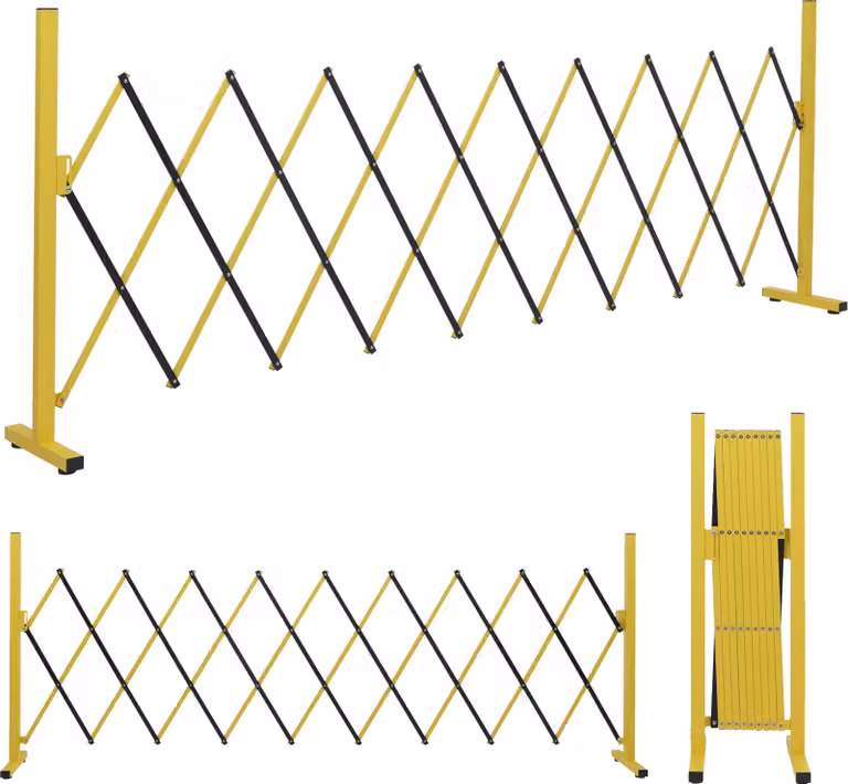 Mendler Aluminium afschermingshek HWC-B34 scharnierhek uitschuifbaar geel-zwart B: 103 cm, D: 32 cm, H: 265 cm