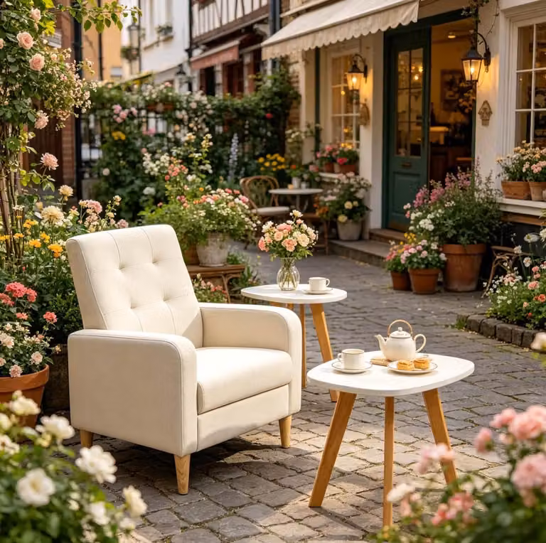 STILVORA Fauteuil met hoge rugleuning en dikke schuimvulling, Linnen Beige, H x B x D: 90,5 x 68 x 73,5 cm