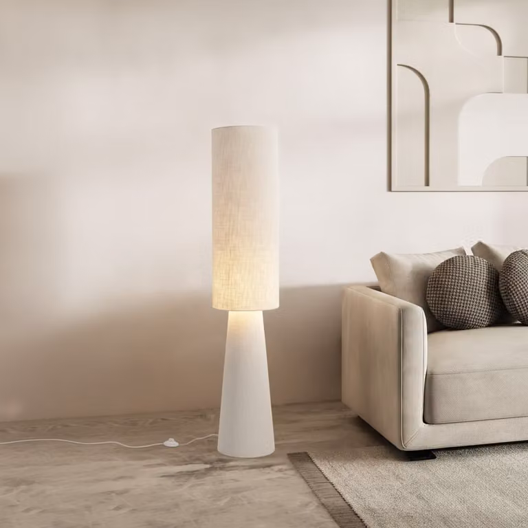 Lyora Japandi vloerlamp Nebia beige met textiele kap