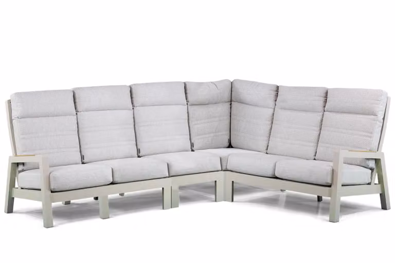 Lifestyle Garden Furniture Evora 4-delige hoek loungeset met grijs gepoedercoat aluminium en weerbestendige kussens