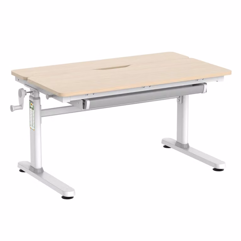 PonteSino LUKA kinderbureau met verstelbaar tafelblad en lade, houtlook, Breedte: 100 cm, Diepte: 40 cm, Hoogte: 76 cm