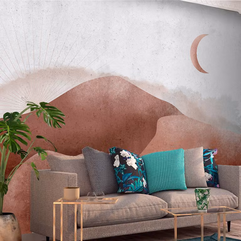 home24 Vlies-fotobehang Desert in the Moonlight, Bruin/Beige, B: 300 cm, H: 210 cm