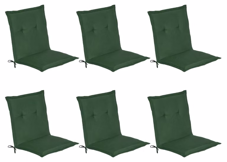 Beautissu Loft NL 6-delige set lage rugleuning kussens met koorden, donkergroen, B/D/H: 100 x 50 x 6 cm