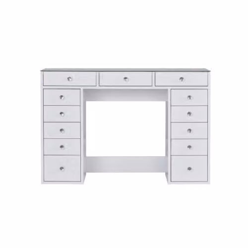 Calicosy Zelia Kaptafel met 13 laden en vitrinekast, wit, Breedte: 120 cm