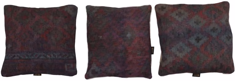Handgeweven Kilim Kussen Boho Stijl met Grafisch Patroon, Wol, B/D/H: 45 x 45 x 1 cm, Kleur: Rood, Bruin en Zwart