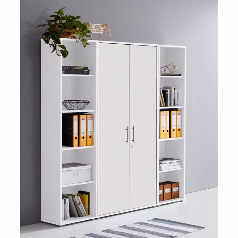 home24 Dossierkast III wit modern met deuren en open vakken B: 186 cm, H: 172 cm, D: 33 cm