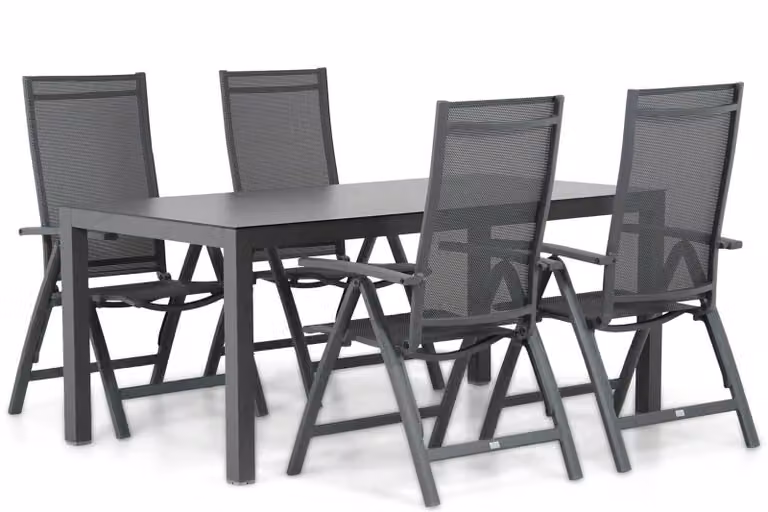 Presto Donato/Madras 5-delige tuinsets voor 5 personen, antraciet/grijs, aluminium, 180 cm