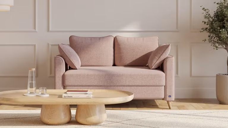BRUNO slaapbank Pink Blush Rosa met massief hout en boxspringcomfort, Breedte: 120 cm