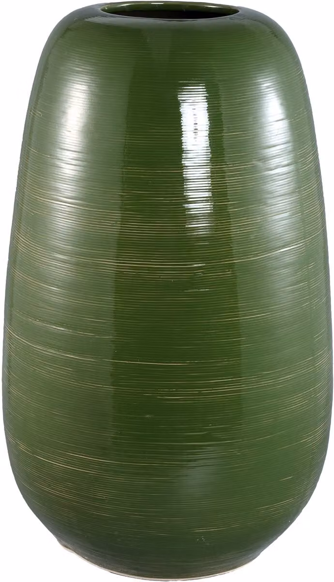 PTMD Mavric Green Ceramic Vase Fine Line Round XL
