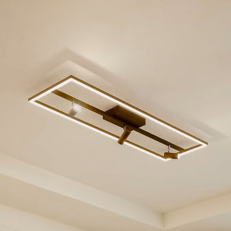 Lucande Yvor LED Plafondlamp Modern Zwart Aluminium met Verstelbare Spot voor de Woonkamer