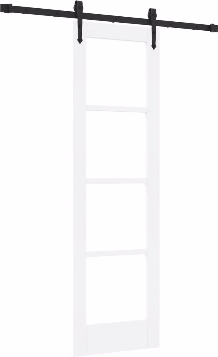 vidaXL Schuifdeur ORKDAL Wit, Massief Grenenhout en Glas, B: 61 cm, H: 198,5 cm