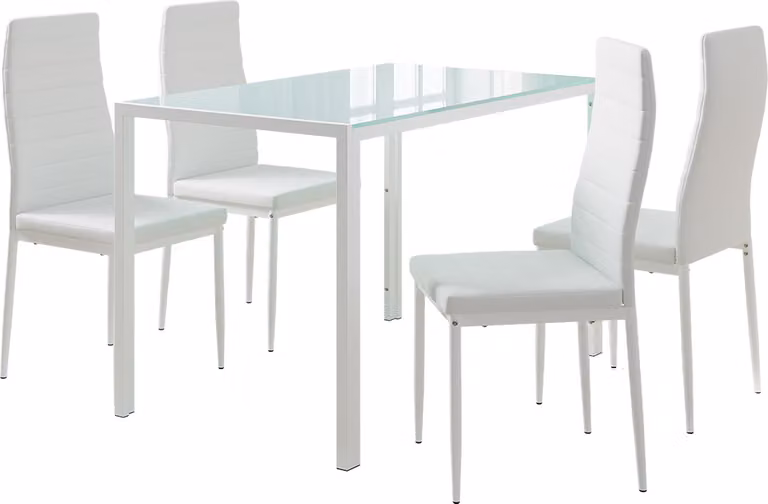 Vicco Grand Eettafelset Wit met 4 stoelen, B/D: 120 x 75 cm