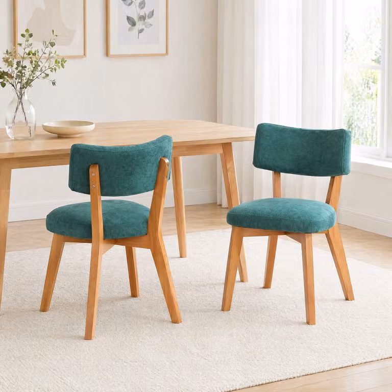 CHICFURN Eetkamerstoel Set van 2 - Gewatteerd - Hout - Groen