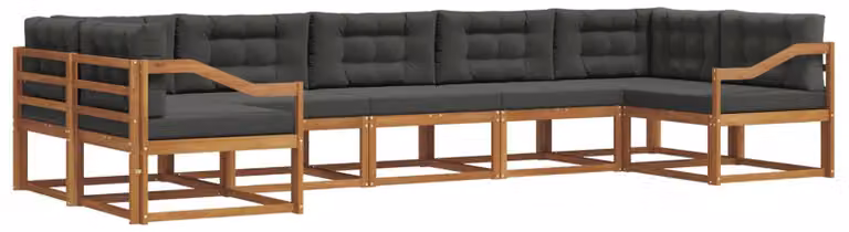 vidaXL Tuinset voor 7 personen, modern design, natuurlijke en antraciet kleur