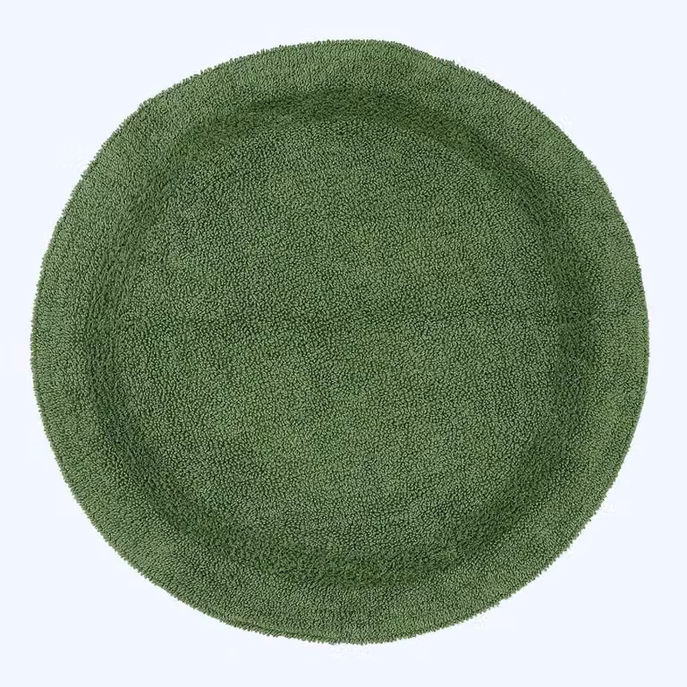 Ronde badkamermat van 100% katoen, luxe 1600gsm, extra zacht en absorberend, flessengroen, Diameter: 80 cm