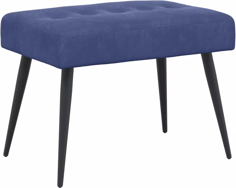 Fluwelen bank met knoop in politieblauw, B/D/H: 60 x 40 x 45 cm