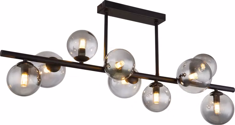 Globo Lighting Riha LED-plafondlamp met rookglas en metaal, grijs/zwart, B/D/H: 30 x 36 x 86 cm