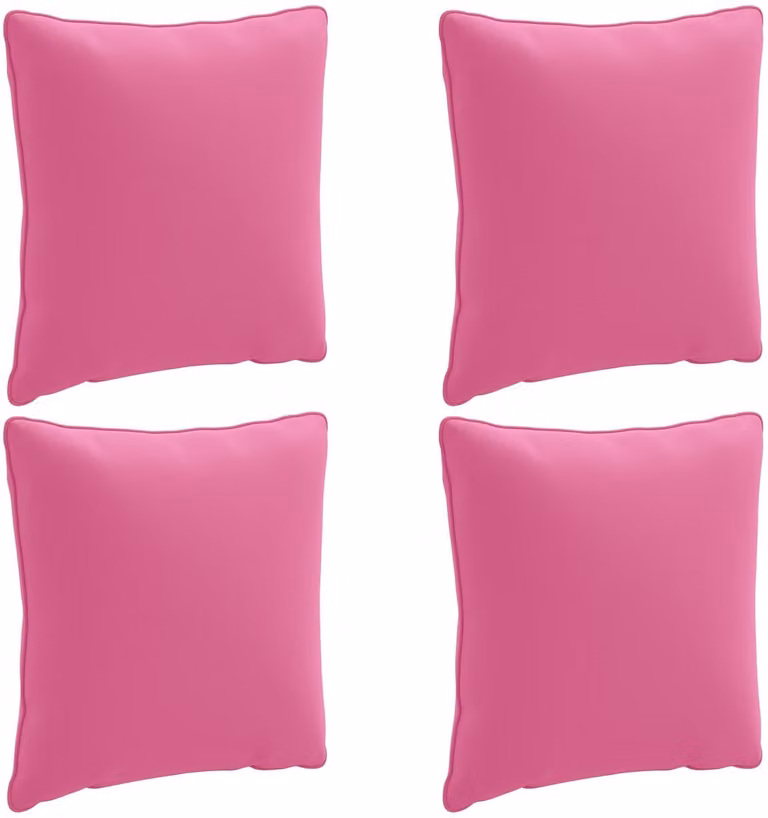 vidaXL Rugkussens PUTTEN, 4 stuks, Roze, Polyester, B/D/H: 40 x 40 x 15 cm