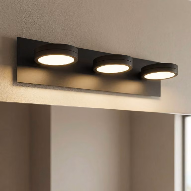 LIGHTME Moderne Wandlamp voor Badkamer, Zwart, Metaal en Glas