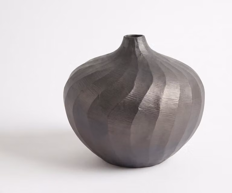 Handgemaakte aluminium vaas Torvia Hämatit B: 25 cm, D: 25 cm, H: 23 cm