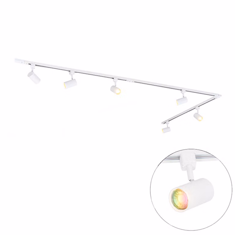 Qazqa Smart railsysteem met 6 spots wit, 1-fase, 300 cm, incl. Wifi GU10